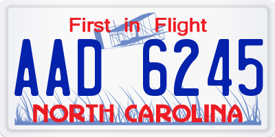 NC license plate AAD6245