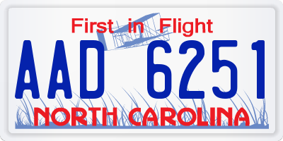 NC license plate AAD6251
