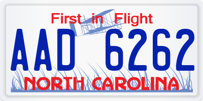 NC license plate AAD6262