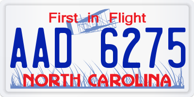 NC license plate AAD6275