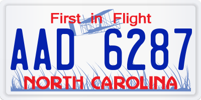 NC license plate AAD6287