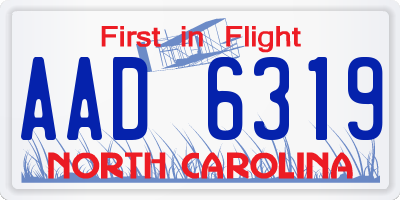 NC license plate AAD6319