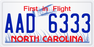 NC license plate AAD6333