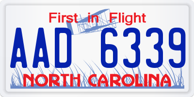 NC license plate AAD6339
