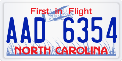 NC license plate AAD6354