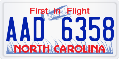 NC license plate AAD6358