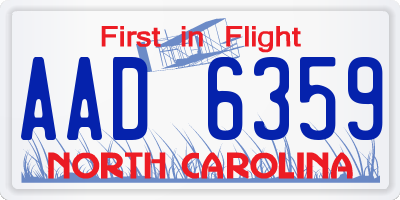 NC license plate AAD6359