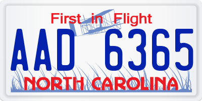 NC license plate AAD6365
