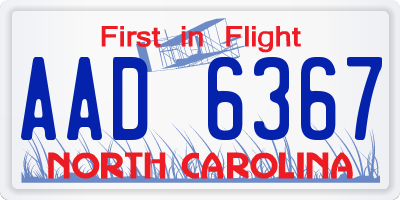 NC license plate AAD6367