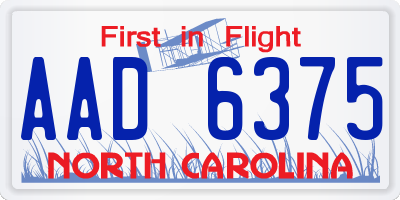 NC license plate AAD6375