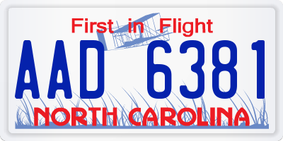 NC license plate AAD6381