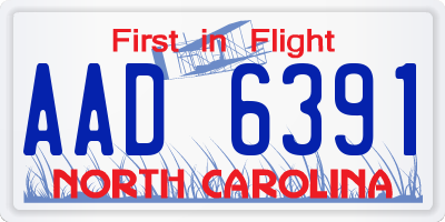 NC license plate AAD6391