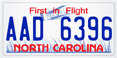 NC license plate AAD6396