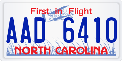NC license plate AAD6410