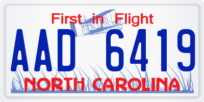 NC license plate AAD6419