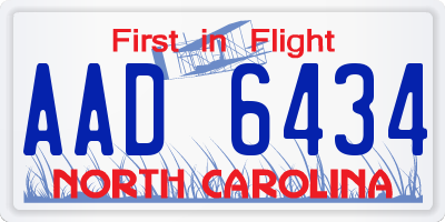 NC license plate AAD6434