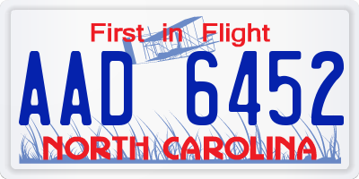 NC license plate AAD6452