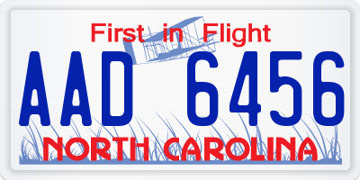 NC license plate AAD6456
