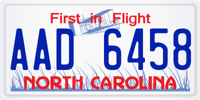 NC license plate AAD6458