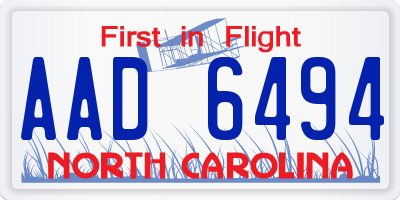 NC license plate AAD6494