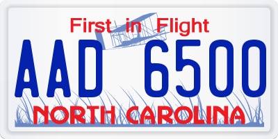 NC license plate AAD6500