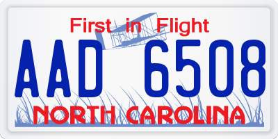 NC license plate AAD6508