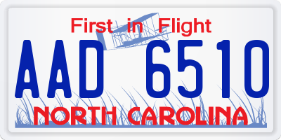 NC license plate AAD6510