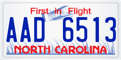 NC license plate AAD6513