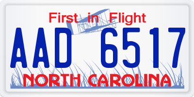 NC license plate AAD6517