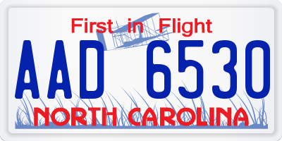 NC license plate AAD6530