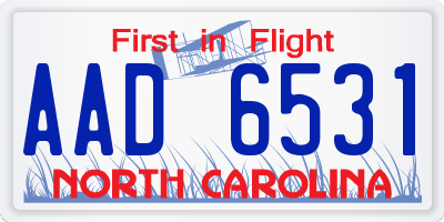 NC license plate AAD6531