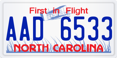 NC license plate AAD6533