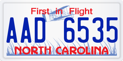 NC license plate AAD6535