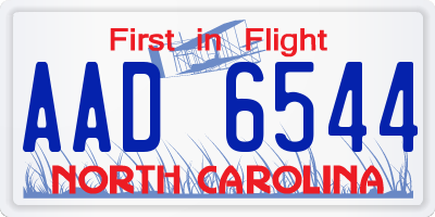 NC license plate AAD6544