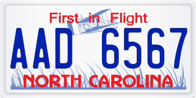 NC license plate AAD6567