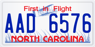 NC license plate AAD6576