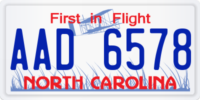 NC license plate AAD6578