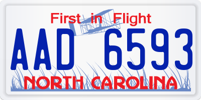 NC license plate AAD6593