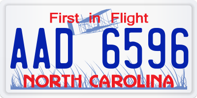 NC license plate AAD6596