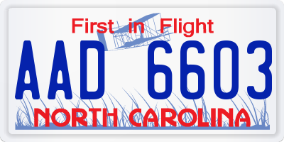 NC license plate AAD6603