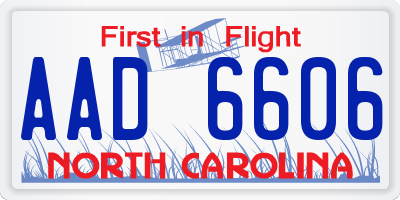 NC license plate AAD6606