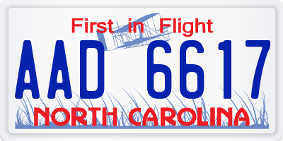 NC license plate AAD6617
