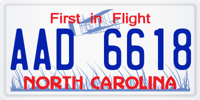 NC license plate AAD6618