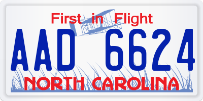 NC license plate AAD6624