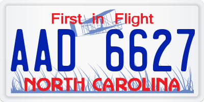 NC license plate AAD6627