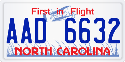 NC license plate AAD6632