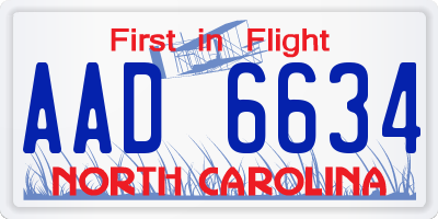 NC license plate AAD6634