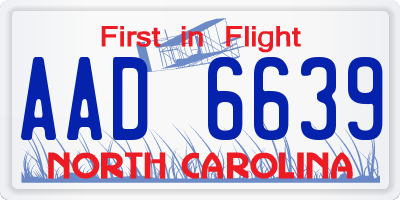 NC license plate AAD6639