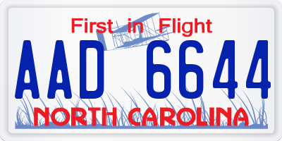NC license plate AAD6644