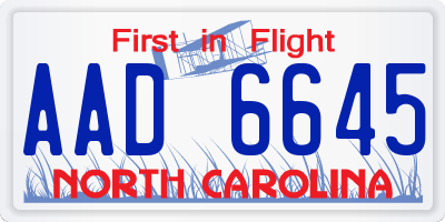 NC license plate AAD6645